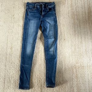 American Eagle size 2 long jeans: super stretch, high-rise jeggings